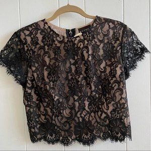 Vintage Neiman Marcus Natori Black Lace Cropped Top Size M